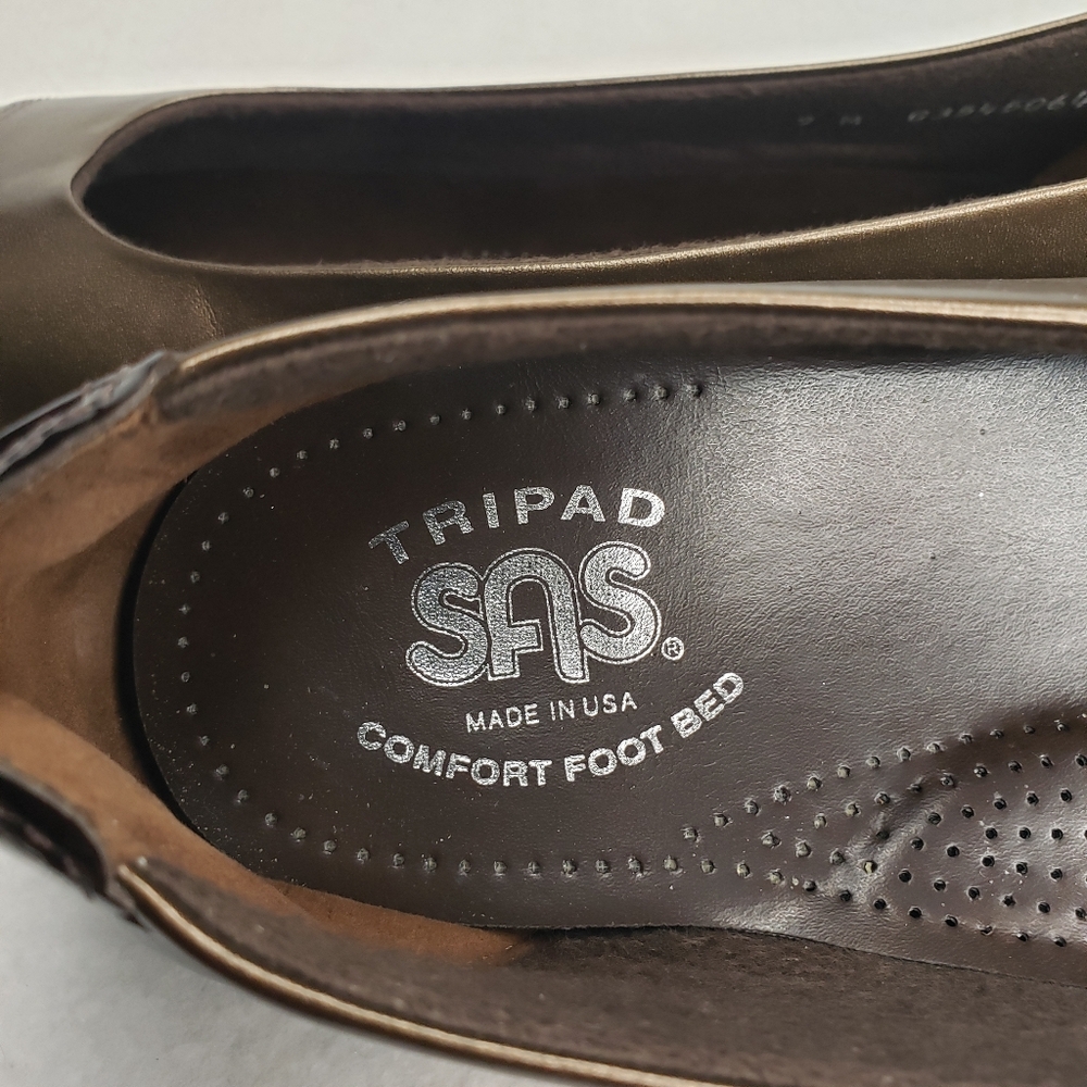 SAS 'Coco' Flats in Burnished Brass & Brown - Women's size 9M - Picture 7 of 12